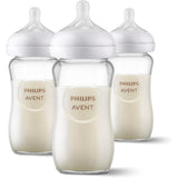 Philips Avent Natural Glass Baby Bottles with Natural Response Nipples, 8 ounces, 3 Pack