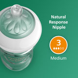 Philips Avent Natural Glass Baby Bottles with Natural Response Nipples (Medium Flow, Flow 3), 8oz, 2-Pack