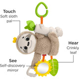 Fisher Price Baby Toy Slow Much Fun Stroller Sloth, Travel Activity with Motion & Sensory Details for Newborns Ages 0+ Months