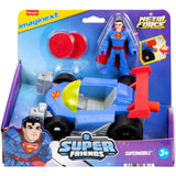 Fisher-Price Imaginext DC Super Friends Metal Force Supermobile Toy Car, 3-inch Superman Action Figure & Accessories Set, Includes Launcher & 2 Discs