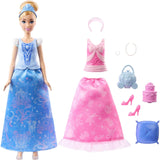 Mattel Disney Princess Toys, Cinderella Fashion Doll with 2 Looks, 9 Accessories, 2 Snap-On Bodices & 2 Skirts