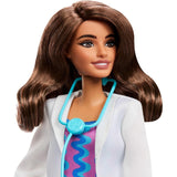 Barbie Careers Doctor Fashion Doll Wearing Removable Look with White Coat, Dress & Shoes, Plus Stethoscope Accessory