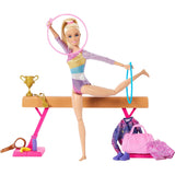 Barbie Gymnastics Doll & Accessories, Playset with Blonde Fashion Doll, C-Clip for Flipping Action, Balance Beam, Warm-Up Suit