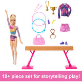 Barbie Gymnastics Doll & Accessories, Playset with Blonde Fashion Doll, C-Clip for Flipping Action, Balance Beam, Warm-Up Suit