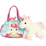 Aurora® Fashionable Fancy Pals™ Peek-A-Boo™ Unicorn On Rainbow Stuffed Animal - Mini Plush with Stylish Purse for Dress Up Fun - Perfect for Kids 3+ Years, Costumes, and Birthdays - 8 Inches