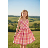 Bonnie Jean Check Plaid Dot Bow Sash Dress