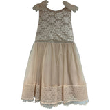 Bonnie Jean Daisy Lace Border Dress with Stone Sash and Tulle Shoulder Bows