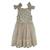 Bonnie Jean Daisy Lace Border Dress with Stone Sash and Tulle Shoulder Bows