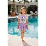 Bonnie Jean  Short-Sleeve Striped Sequin-Embellished Glitter Flower Boxy T-Shirt & Solid Tiered Knit Skirt Set