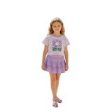Bonnie Jean  Short-Sleeve Striped Sequin-Embellished Glitter Flower Boxy T-Shirt & Solid Tiered Knit Skirt Set