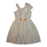 Bonnie Jean Bow Shoulder Flower Sash Crinkle Party Dress