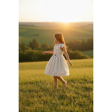 Bonnie Jean Bow Shoulder Flower Sash Crinkle Party Dress