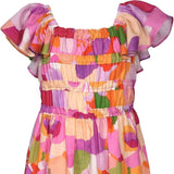 Bonnie Jean Chloe Ruffle Peplum Hem Print Maxi Sundress