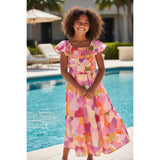 Bonnie Jean Chloe Ruffle Peplum Hem Print Maxi Sundress