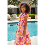 Bonnie Jean Chloe Ruffle Peplum Hem Print Maxi Sundress