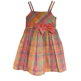 Bonnie Jean Kaylee Gingham Plaid Pull Through Bow Dress