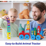 Mattel MEGA BLOKS First Builders Toddler Block Toys Set, Build & Match Animal Tractor with 30 Pieces, Learn Animals and Colors, Red and Blue, Ages 1+ Years
