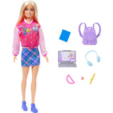 Barbie I Love School Doll & Accessories Toy Set, 7 Pieces Include Backpack, Laptop & More, Blonde Fashion Doll Wears Removable Look