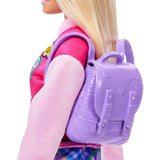 Barbie I Love School Doll & Accessories Toy Set, 7 Pieces Include Backpack, Laptop & More, Blonde Fashion Doll Wears Removable Look