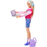 Barbie I Love School Doll & Accessories Toy Set, 7 Pieces Include Backpack, Laptop & More, Blonde Fashion Doll Wears Removable Look