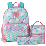Trail maker 16.5 Inch School Backpack 6 in 1 Set with Lunch Bag, Pencil Case, Keychain, Bracelet, Carabiner Clip Attached for Travel, Commute