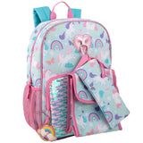 Trail maker 16.5 Inch School Backpack 6 in 1 Set with Lunch Bag, Pencil Case, Keychain, Bracelet, Carabiner Clip Attached for Travel, Commute