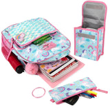 Trail maker 16.5 Inch School Backpack 6 in 1 Set with Lunch Bag, Pencil Case, Keychain, Bracelet, Carabiner Clip Attached for Travel, Commute