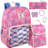 Trail maker 16.5 Inch School Backpack 6 in 1 Set with Lunch Bag, Pencil Case, Keychain, Bracelet, Carabiner Clip Attached for Travel, Commute