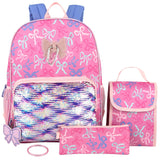 Trail maker 16.5 Inch School Backpack 6 in 1 Set with Lunch Bag, Pencil Case, Keychain, Bracelet, Carabiner Clip Attached for Travel, Commute