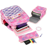 Trail maker 16.5 Inch School Backpack 6 in 1 Set with Lunch Bag, Pencil Case, Keychain, Bracelet, Carabiner Clip Attached for Travel, Commute