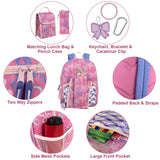 Trail maker 16.5 Inch School Backpack 6 in 1 Set with Lunch Bag, Pencil Case, Keychain, Bracelet, Carabiner Clip Attached for Travel, Commute