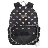 Jessica Simpson Backpack With 16" Laptop Pocket, Black/White Bows, Perfect for School-Travel