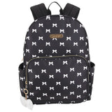 Jessica Simpson Backpack With 16" Laptop Pocket, Black/White Bows, Perfect for School-Travel