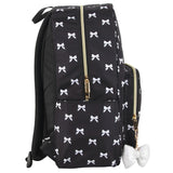 Jessica Simpson Backpack With 16" Laptop Pocket, Black/White Bows, Perfect for School-Travel