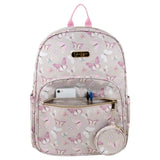 Jessica Simpson 16" Laptop Pocket Backpack,Tan Butterfly, Perfect for School & Travel