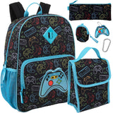Trail maker 16.5 Inch School Backpack 6 in 1 Set with Lunch Bag, Pencil Case, Keychain, Bracelet, Carabiner Clip Attached for Travel, Commute