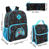 Trail maker 16.5 Inch School Backpack 6 in 1 Set with Lunch Bag, Pencil Case, Keychain, Bracelet, Carabiner Clip Attached for Travel, Commute
