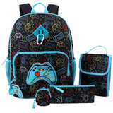 Trail maker 16.5 Inch School Backpack 6 in 1 Set with Lunch Bag, Pencil Case, Keychain, Bracelet, Carabiner Clip Attached for Travel, Commute