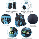 Trail maker 16.5 Inch School Backpack 6 in 1 Set with Lunch Bag, Pencil Case, Keychain, Bracelet, Carabiner Clip Attached for Travel, Commute