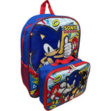 Sonic The Hedgehog 16 Inch Backpack With Detachable Matching Lunch Box (Sonic II)