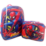 Spiderman Boy's 16 Inch Backpack With Removable Matching Lunch Box Set (Blue-Blue-Red)