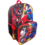 Spiderman 16 Inch Backpack With Removable Matching Lunch Box Set (Black-Red Slinger)