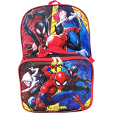 Spiderman 16 Inch Backpack With Removable Matching Lunch Box Set (Black-Red Slinger)