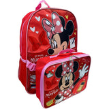 Minnie mouse 16 Inch Backpack With Removable Lunch Box Set (Minnie Mouse Red)
