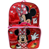 Minnie mouse 16 Inch Backpack With Removable Lunch Box Set (Minnie Mouse Red)