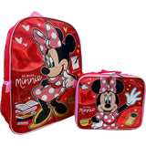 Minnie mouse 16 Inch Backpack With Removable Lunch Box Set (Minnie Mouse Red)