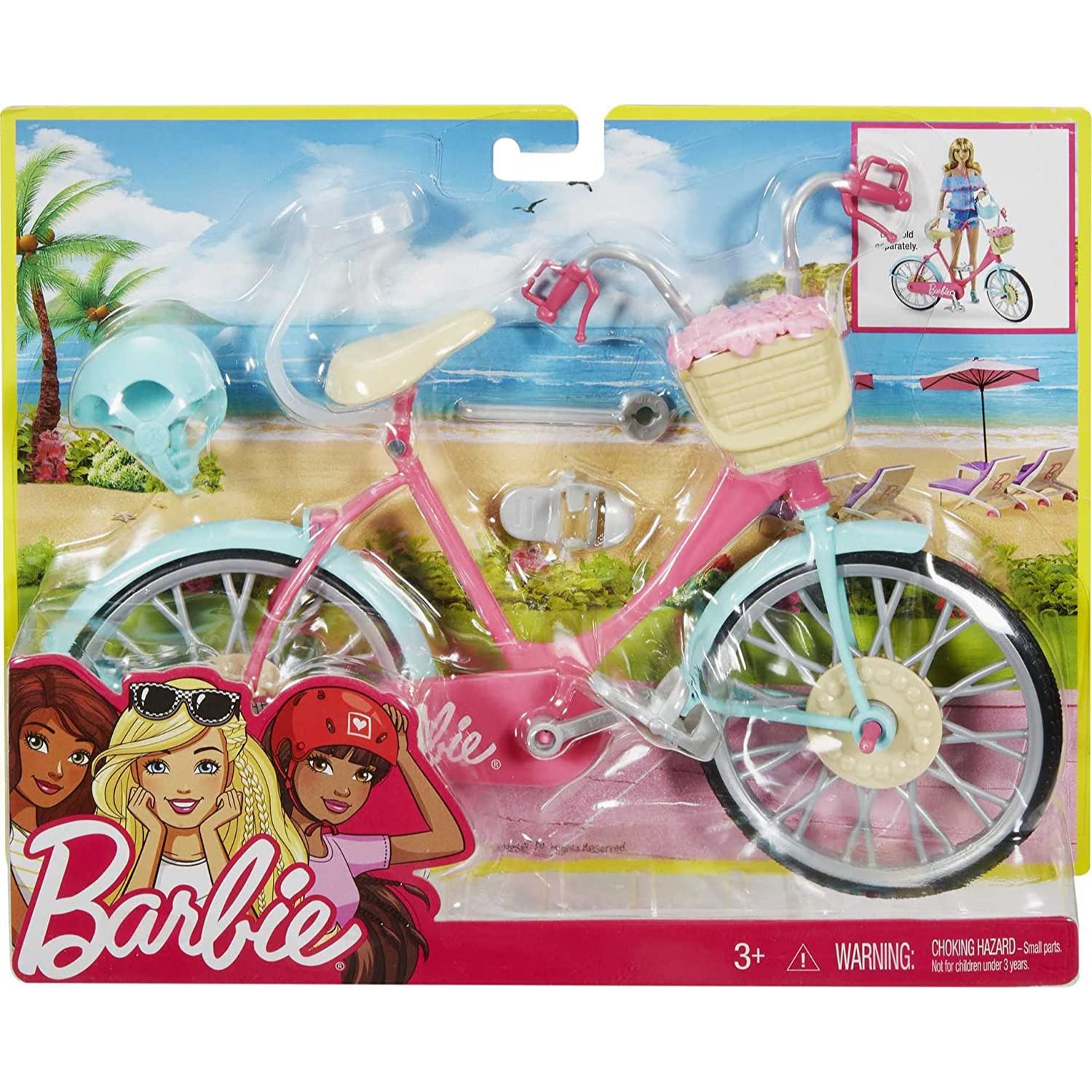 Mattel Barbie Bicycle with Basket of Flowers
