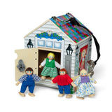 Melissa & Doug Take-Along Wooden Doorbell Dollhouse - Doorbell Sounds, Keys, 4 Poseable Wooden Dolls