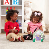 Melissa & Doug Take-Along Wooden Doorbell Dollhouse - Doorbell Sounds, Keys, 4 Poseable Wooden Dolls