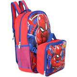 Spiderman Boys 16 Inch Backpack With Removable Matching Lunch Box Set (Red-Blue)